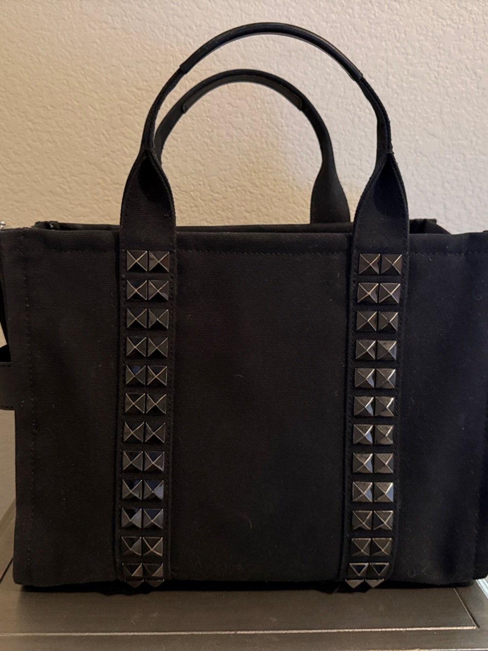 Marc Jacobs Black Studded Canvas Tote Bag - Picture 3 of 7